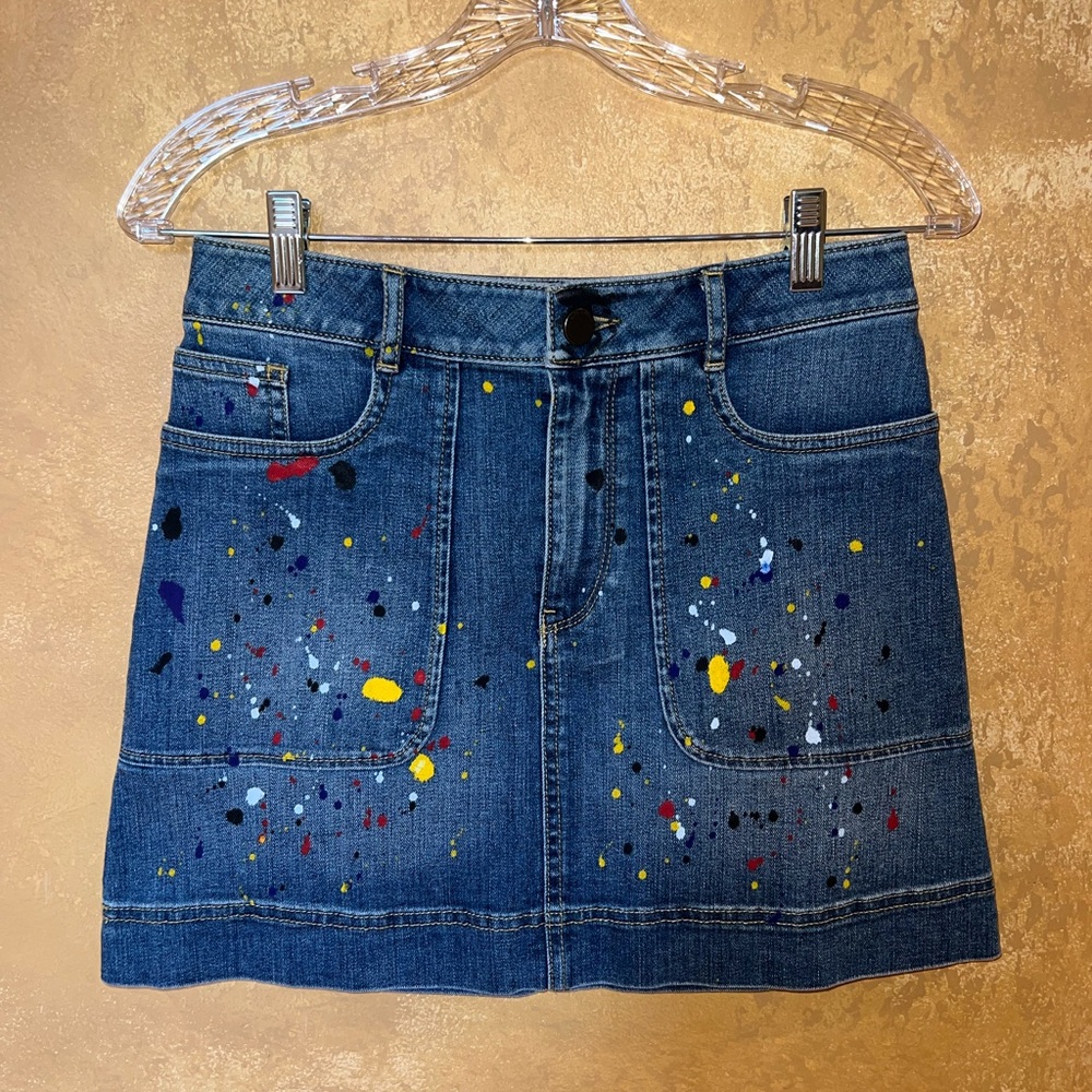 Alice + Olivia paint splattered mini skirt